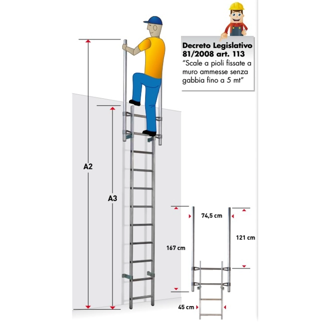 Vendita online Scala semplice Security System 13 gradini H 3,90 mt.